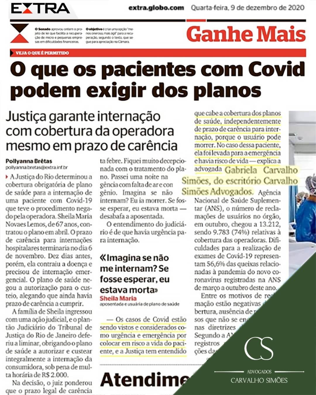 O que os pacientes com Covid podem exigir dos planos